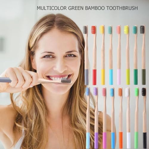HEALLILY Bamboo Toothbrush 4 Pack Biodegradable Manual Toothbrushes for Adults Soft Bristle Ergonomic Non-Slip Handle Eco-Friendly Oral Care for Travel Home