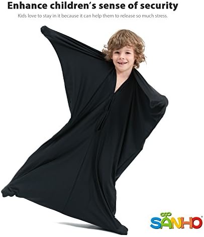 SANHO Dynamic Movement Sensory Body Sock,Large,9-12 Years Old,56''HX28''W,Good for Height:52"-61",for Autistic & Sensory Processing Disorders,Updated Version,Black