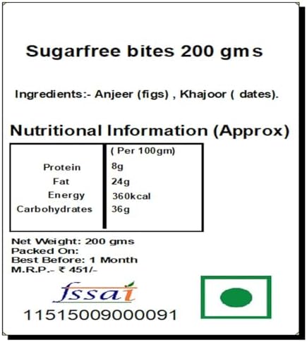 Jaiccha Ghasitaram Bhaidooj Gifts - Sugarfree Bites 200 GMS in Brown Paper Pouch