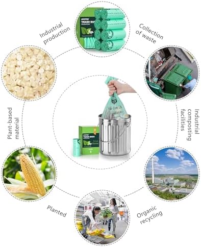 AYOTEE 200 Count 1.2 Gallon Small Biodegradable Trash Bags, Compost Bags for Countertop Bin, 4.5 Liter Mini Trashbags Compostable Trash Bag Small Waste Basket Liners for Bathroom Kitchen Pet