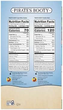 Pirate's Booty Aged White Cheddar and Cheddar Blast Cheese Puffs Variety Pack, Gluten-Free, Kids Snacks, 0.5oz and 0.75oz (18ct)