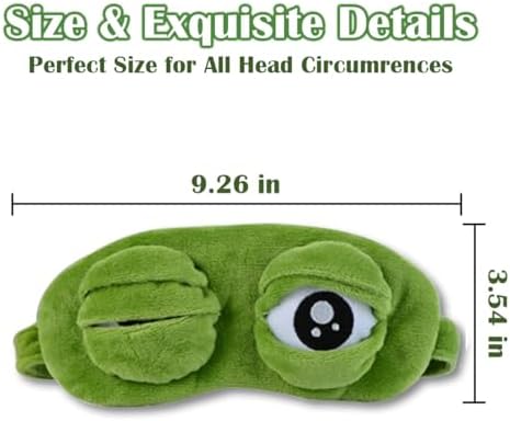 3D Frog Sleep Mask, Funny Cute Animal Eye Cover for Sleeping, Soft Adjustable Blindfold - Plush Blackout Eye Shade for Travel, Nap, Night.（1 Pcs