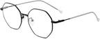 Polygon Blue Light Blocking Glasses for Women Men Retro Octagon Square Non-prescription Metal Frame Eyeglasses