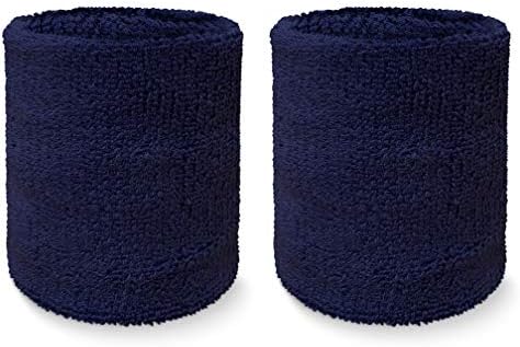 COUVER 4" Tall Wrist Sweatband - Plain Solid Color Soft Cotton Terry Cloth Sport Wristband 1 Pair