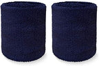 COUVER 4" Tall Wrist Sweatband - Plain Solid Color Soft Cotton Terry Cloth Sport Wristband 1 Pair