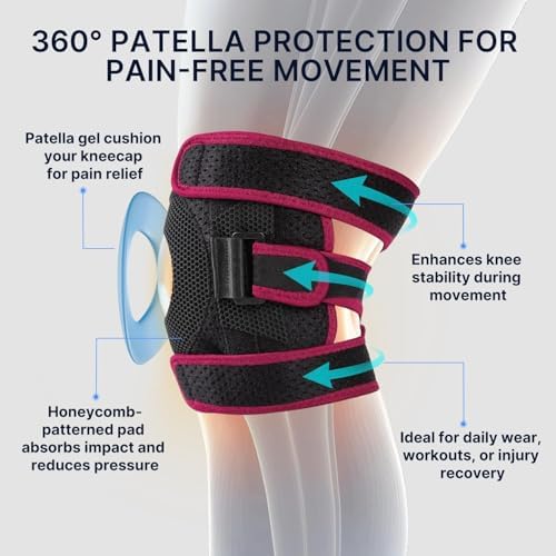 Fit Geno KneeXpert Knee Brace with Side Stabilizers & Patella Gel Pad - Adjustable Compression Support for Pain Relief, Meniscus, ACL, Arthritis, Running - M/L