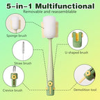 5-in-1 Bottle Cleaning Brush Set,Multifunctional Bottle Brush Cleaner,Bottle Brush Set,Long Handle Water Bottle Cleaner Brush,Straw Cleaner Brushs for Bottles Tumblers Glass Cups (Yellow+Green)