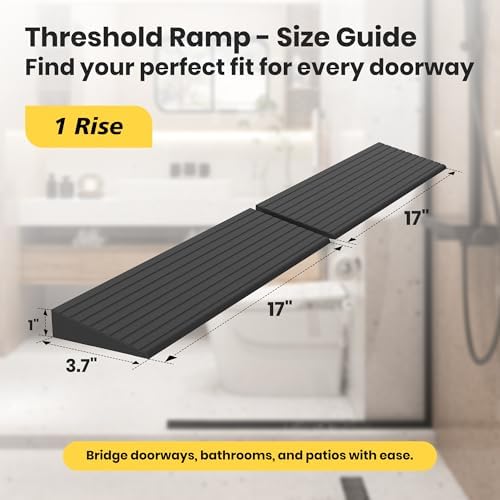 1" Rise Rubber Threshold Ramps for Doorways, 34" Wide Modular Wheelchair Ramp 2 PCS, Wheelchair Ramp, Access Ramps for Wheelchairs,Strollers,Sweepers,Bathrooms,Entryways,2000LBS Capacity