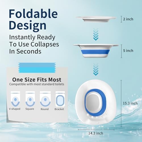 RUGUO Sitz Bath for Toilet Seat - Yoni Steam Seat - Sitz Bath for Hemorrhoids and Postpartum Care - Portable Bidet BPA Free - Foldable Basin for Epsom Salt Soak - Blue