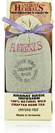 Ancient Herbals Ararat Basil – 100% Natural Wild Crafted Loose Leaf Herbal Tea in a Cotton Bag | Premium – Wellness – Artisan – 50 g