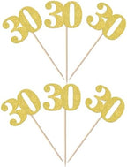 30 PCS Number 30 Cupcake Toppers Glitter Cheers to 30 years Birthday Cupcake Picks 30th Birthday Wedding Anniversary Party Cake Decorations Supplies Gold