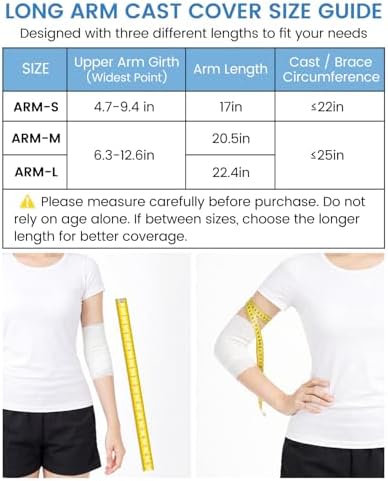 Kids Waterproof Arm Cast Covers for Shower & Bath, Reusable Arm Cast Protector to Keep Cast Dry, Comfortable & Durable for Daily Use, After Surgery, Broken Arm, Wound or Bandage (Arm-M)