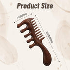Hecila Wooden Hair Massager Wooden Scalp Massager Comb 2 in 1 Wide Fine Tooth with Handle for Hair Growth Natural Sandalwood for Detangles Long Thick Wet Dry Head Anti-Static Scalp Care Relief