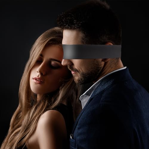 2 Pcs Satin Eye Mask for Sleeping - Silk Blindfold for Women & Men - Adults Couples Blindfold Scarf - Sleep Eye Cover for Travel Nap Meditation - Valentine Gift - 150cm/59inch (Black + Red)
