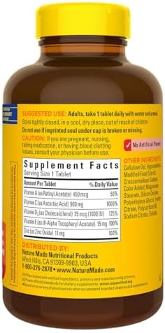 Nature Made Super C with Vitamin D3 and Zinc, 200 Tablets Bundle with a Pill Oragnizer (2 Items)