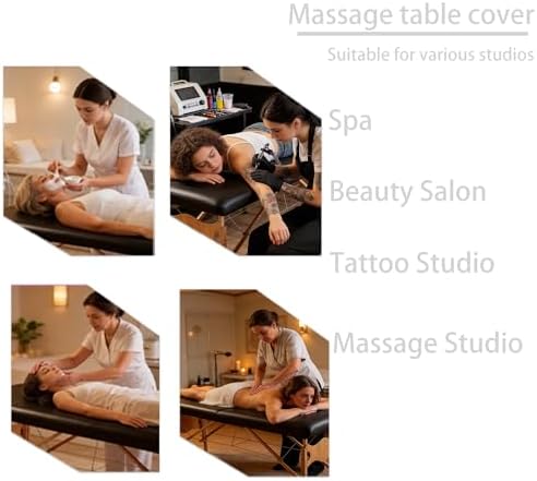 Massage Table Cover, Waterproof PU Leather Massage Bed Protector, Oil-Proof Vinyl Fitted Sheet for Spa, Lash & Tattoo Tables, Elastic Fit (28"-31" W x 72"-84" L) Black