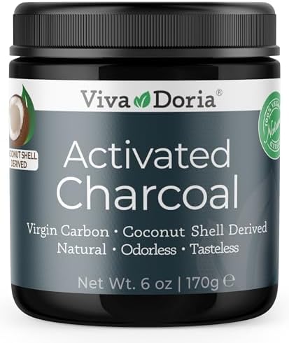 Viva Doria Virgin Activated Charcoal Powder, Coconut Shell Derived, Food Grade, 6 Oz