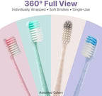 120-Pack Disposable Toothbrushes Individually Wrapped, Soft PBT Bristle Bulk Travel Manual Toothbrushes for Adults & Kids, Guest Bathroom, Hotel, Camping, Donation – 4 Gemstone Colors