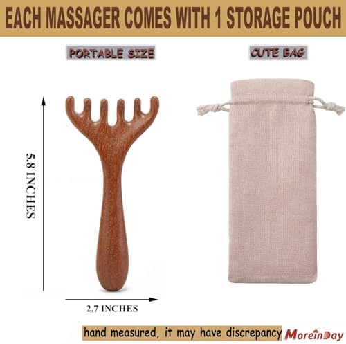 Wooden Scalp Massager, Foot Massage Tool, Massage Comb for Scalp Gua Sha - Sandalwood