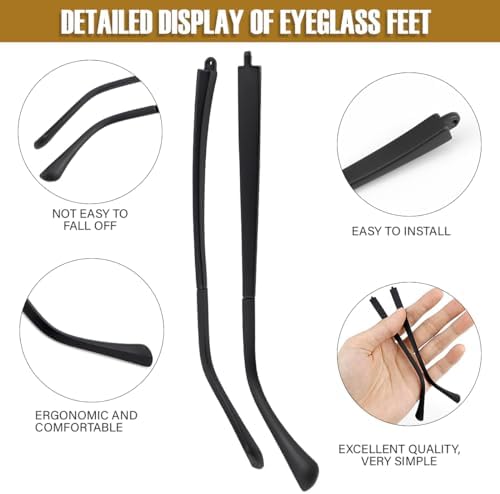 DOERDO 1 Pair Glasses Replacement Arms, Universal Glasses Legs, with Repair Tools, Screws, Matte Black