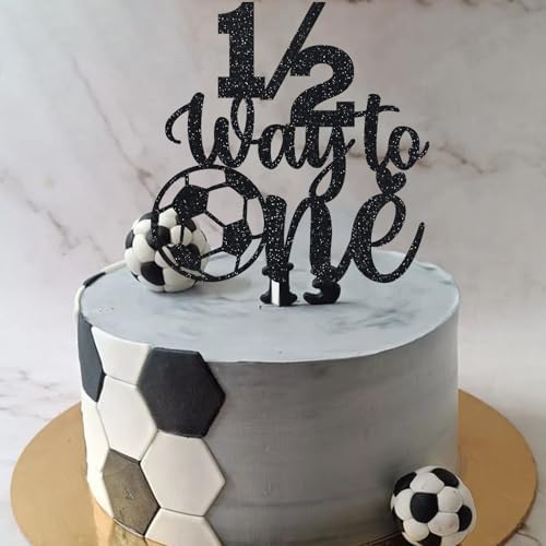 Soccer 1/2 Way to One Cake Topper half birthday decoration baby boys girls 6 month birthday party supplies