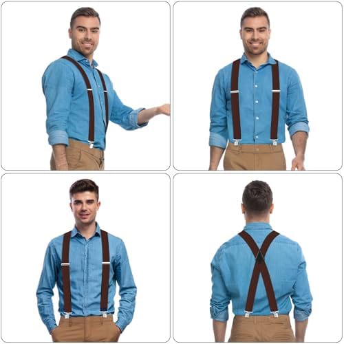 Men's Suspenders Heavy Duty Suspenders for Men Braces 2 inch Wide Clips High Elastic X Style Adjustable Work Suspenders