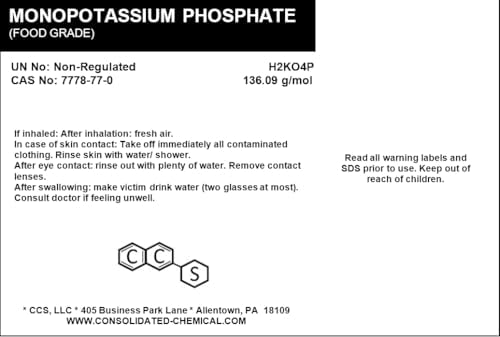 Monopotassium Phosphate | Food Grade | Kosher & Halal - 1 kg (2.2lbs.)