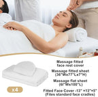 4 Sets Premium Microfiber Massage Table Sheets Set 3 Piece Set Includes Massage Table Cover Fitted Sheet and Fitted Face Rest Cover, White
