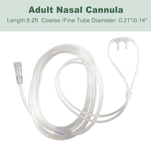 Adult Standard Nasal Cannula, 8.2 ft Cannula Nasal Tubing with Softer Nasal Plug Head for Oxygen, Kink Resistant Nasal Oxygen Cannula for Long-Term Use Patients (5 Pack)