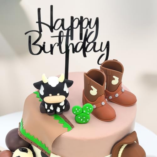 Tarocynn 20Pcs Cowboy Cake Decorations with Cowboy Hat Boots Cow Cake Topper Birthday Party Baby Shower Theme Party Decor