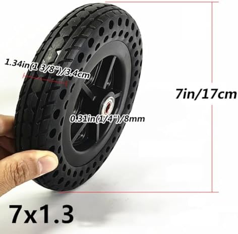 2Pcs 7 Inch Solid Front Wheels Replacement for Wheelchairs, ABS Plastic Wheel Hub, 7×1.3 Honeycomb Rubber Tire Wheel Assembly
