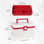 Medical First Aid Box with Handle and Detachable Tray, Double Layer Medicine Storage Case, Multipurpose Emergency Supplies Organizer for Home/Office/Travel/Car/Dorms