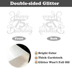 75th Birthday Cake Topper, Double-Sided Silver Glitter with Heart Accent Cake Topper for Cheers to 75 Years Birthday Party Decorations - 1 Pack