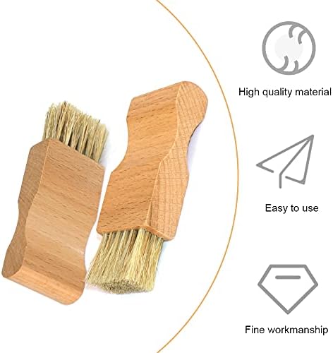 2 Pcs Shoe Polish Applicator Brushes Small Shoe Cleaning Brushes Wooden Handle Shine Shoes Brushes for Leather Boots Shoes Bags