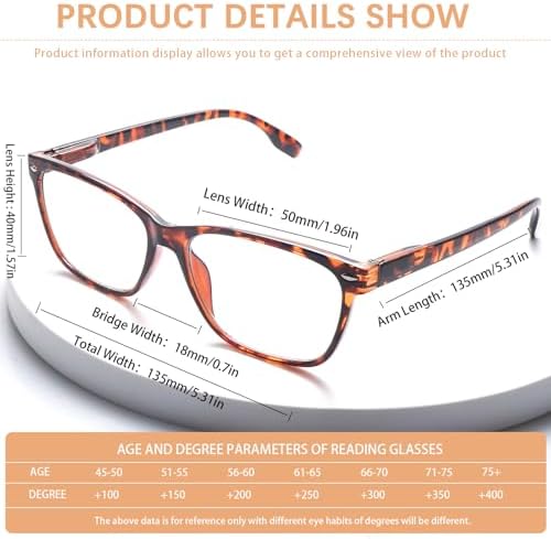 Progressive Multifocus Reading Glasses for Men Women Blue Light Blocking Square Computer Readers with Spring Hinges