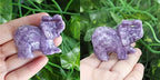 2" Amethyst Elephant Decor Natural Healing Crystal Stones Polished Hand-Carved Gemstone Big Cute Hippie Sculpture Statue Figurines Energy Purple Home Room Office Desk Decoration Gifts for Women Men
