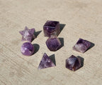 Jet Amethyst 7 Stones Sacred Geometry Sets Gemstone Platonic Solid Merkaba Star w/Velvet Pouch Attractive Cleansing Life Vitality