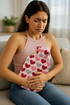 Hot Water Bottle with Plush Fleece Cover – 2 Liter (2000ml) Rubber, Pain Relief for Menstrual Cramps, Muscle Aches, Stomach Aches & Bed Warmer