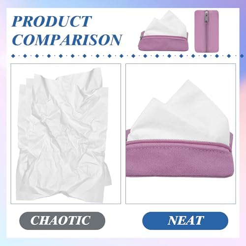 Pocket Tissue Holder, 6 Packs Tissue Holder for Purse, Reusable Travel Tissue Pouch, Fabric Purse Zipper Tissue Packs for Coins Tissue Cards Travel Office, 5.1 x 3.1 Inches