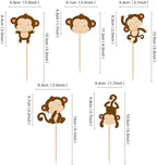 25Pcs Cute Monkey Cupcake Toppers Cartoon Monkey Baby Cupcake Picks for Jungle Animal Baby Shower Boys Girls Monkeys Birthday Cupcake Decorations Monkeys Party Supplies