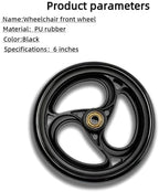 2Pcs 6 Inch Charcoal Wheels for Walker - Universal Hard Rubber Walker Wheels Replacement, Fit Drive Rollator & Wheelchair Wheel, All-Floor Safe Rolling, Essential Walker Accessories