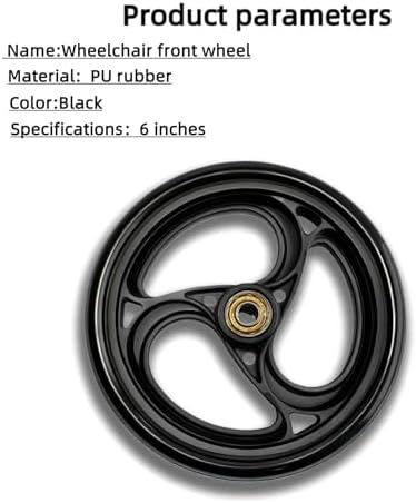 2Pcs 6 Inch Charcoal Wheels for Walker - Universal Hard Rubber Walker Wheels Replacement, Fit Drive Rollator & Wheelchair Wheel, All-Floor Safe Rolling, Essential Walker Accessories