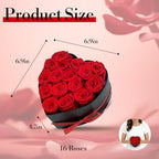 Preserved Roses Heart Shape Box Valentines Day Gifts for Her Mothers Day Forever Flowers (Red, 16 Roses)