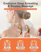 Neck and Shoulder Massager with Heat : Cordless Kneading Neck Massager for Pain Relief Deep Tissue - 3 Modes, 2 Intensity & 2 Heat Settings, Hands-Free Daily Comfort for Office and Home Use
