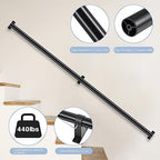 Industrial Stair Railing Metal Hand Rails for Indoor & Outdoor Steps Wall Mount Hand Rails for Indoor Stairs 1.25" Pipe Stair Handrail for Steps Aluminum Staircase Handrail Hand Railing 4ft