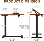 Solid Wood Overbed Bedside Table with Wheels, Tilting Adjustable Hospital Bed Table Over The Bed, Medical Mobile Laptop Stand, Rolling Standing Desk for Hospital and Home Use(Walnut)