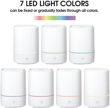Sensei LED Ultrasonic Aroma Diffuser, 150ml Essential Oil Diffuser with Cool Mist, 7 Color Changing Lights, Auto Shut-Off, White