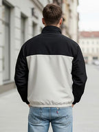 OYOANGLE Men's Y2K Half Zip Up Jacket Letter Print Contrast Colo Patchwork Windbreak Unisex Streetwear Lightweight Jackets