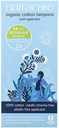 Natracare Organic Cotton Regular Tampons with Cardboard Applicator, (16 Pack, 192 Tampons Total)