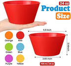 Mumufy 24 Pcs Kids Plastic Bowls Set Unbreakable 24 oz Cereal Plastic Snack Microwave Dishwasher Colorful Bowls Small Children Salad Dessert Fruit Soup BPA Free, 6 Colors